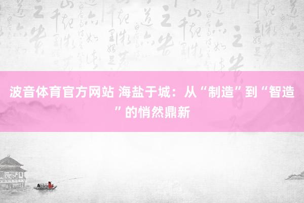 波音体育官方网站 海盐于城：从“制造”到“智造”的悄然鼎新