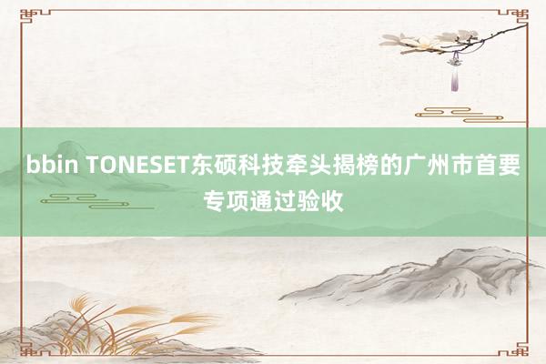 bbin TONESET东硕科技牵头揭榜的广州市首要专项通过验收